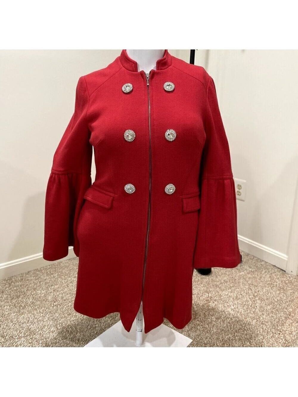 Inc. International Concepts Red Bell Sleeve Coat- Size L (EUC)